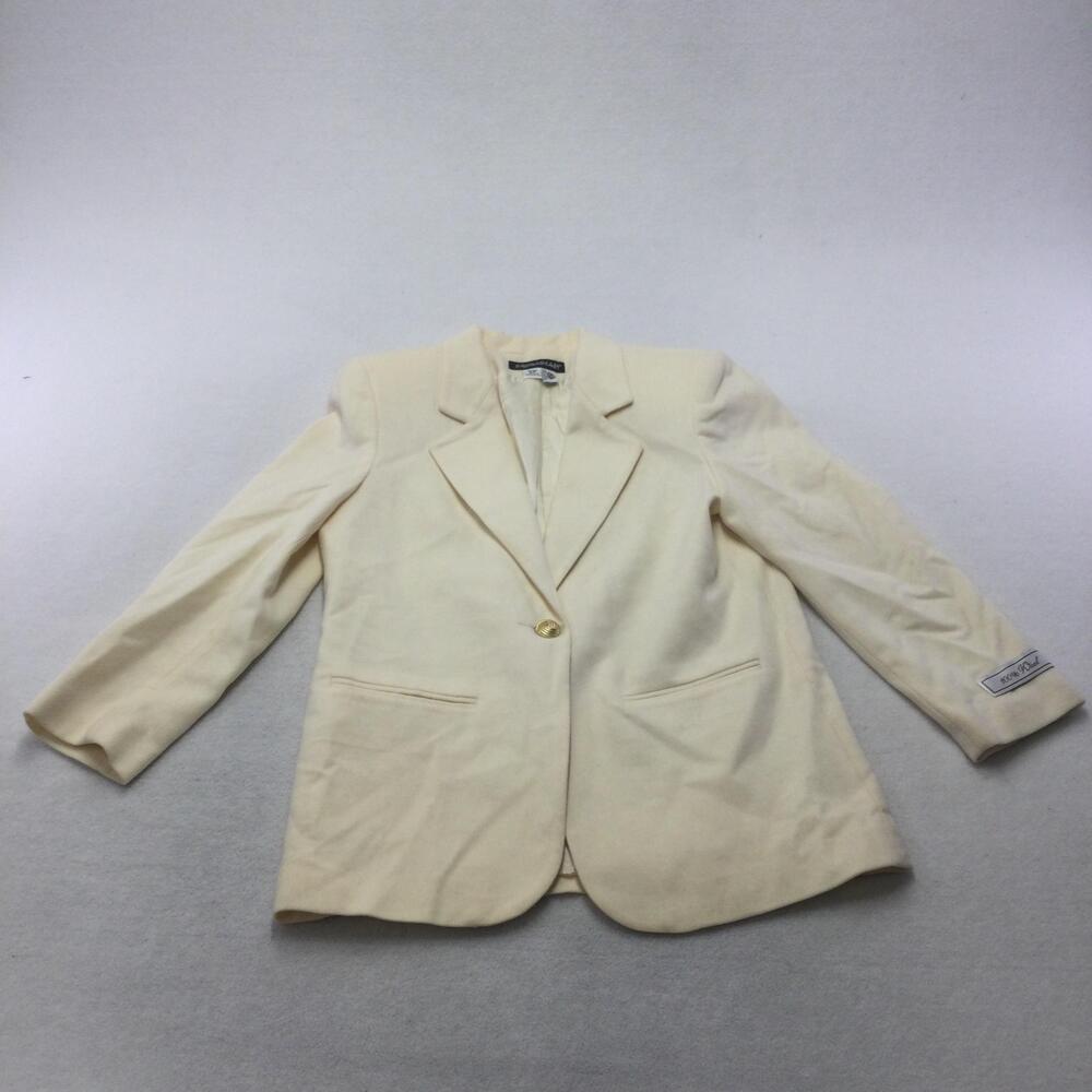 Savannah Jacket Womens 8P White 100% Wool Notch Lapel Lined Blazer Petite